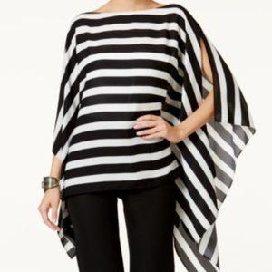 NEW Vince Camuto Black & White Striped Poncho Top